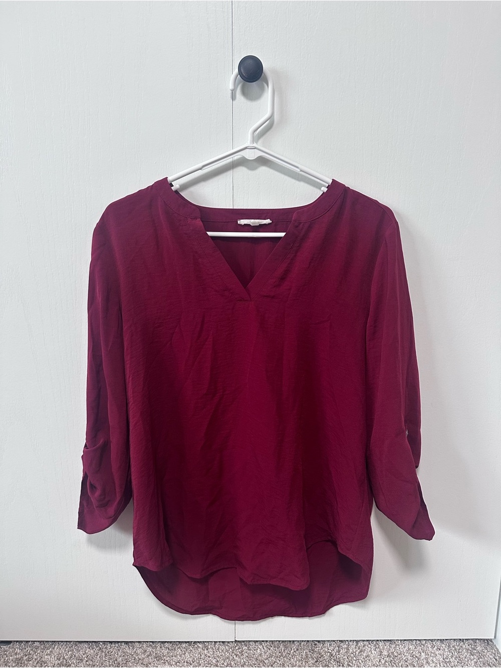 Maurice’s Women's Burgundy V-Neck Blouse